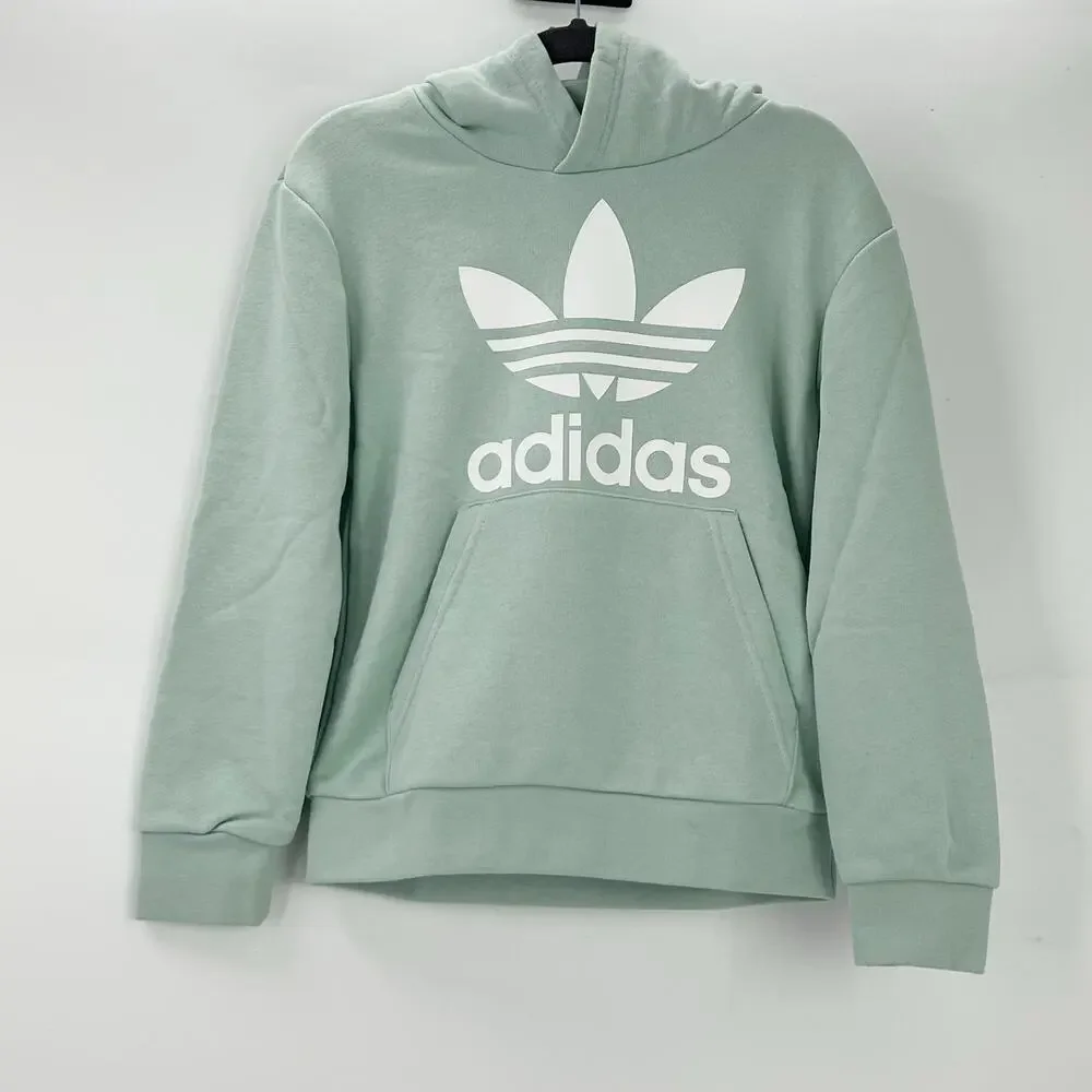 Adidas Kids Unisex Vapour Green / White Trefoil Hoodie Sweatshirt Size XS NWT